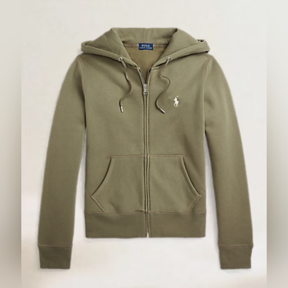 Ralph Lauren Polo Olive Green Fleece Full-Zip Hoodie Small
